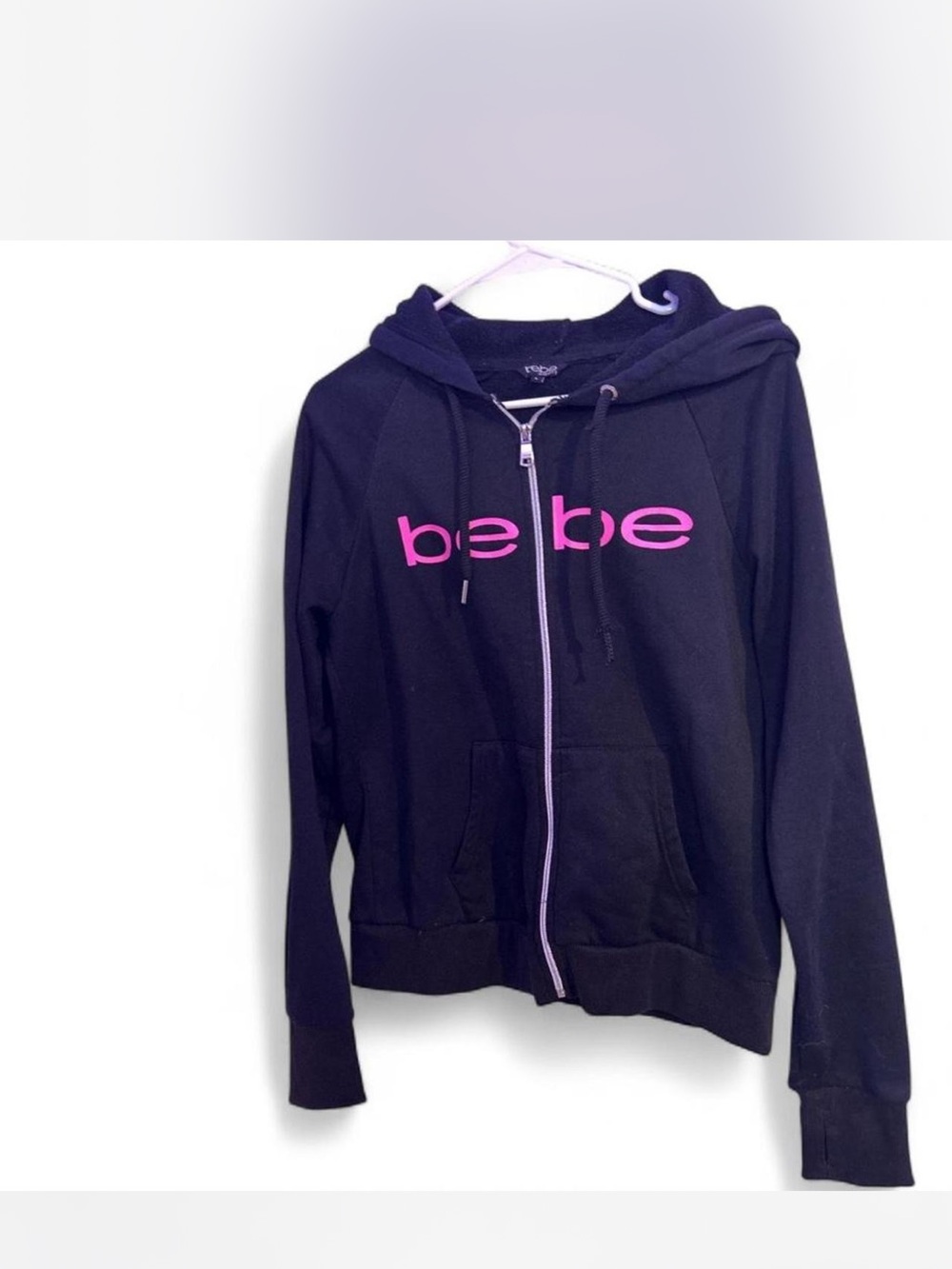 bebe Black Hoodie with Pink Accent Logo